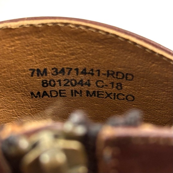 Frye Nora Chestnut Leather Stacked Heel Zip Ankle Moto Western Boots Size 7 - Picture 8 of 11